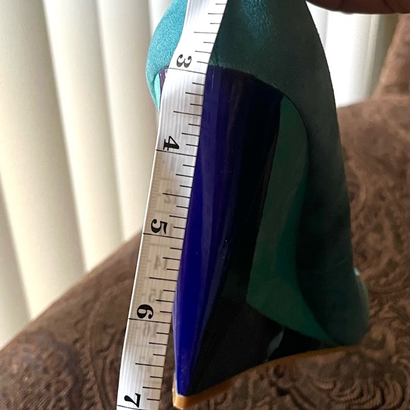 NEW! RACHEL ROY MULTI BLUE SUEDE WEDGE LACINA PUMP SZ 10 - Picture 12 of 12